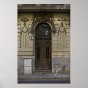 Faded Grandeur: Znojmo Building Entrance Poster