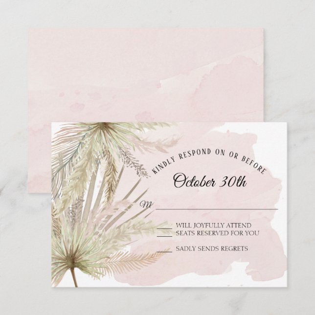 Faded Greenery Tropical Beach Boho Jungle Earthy Invitation (Front/Back)