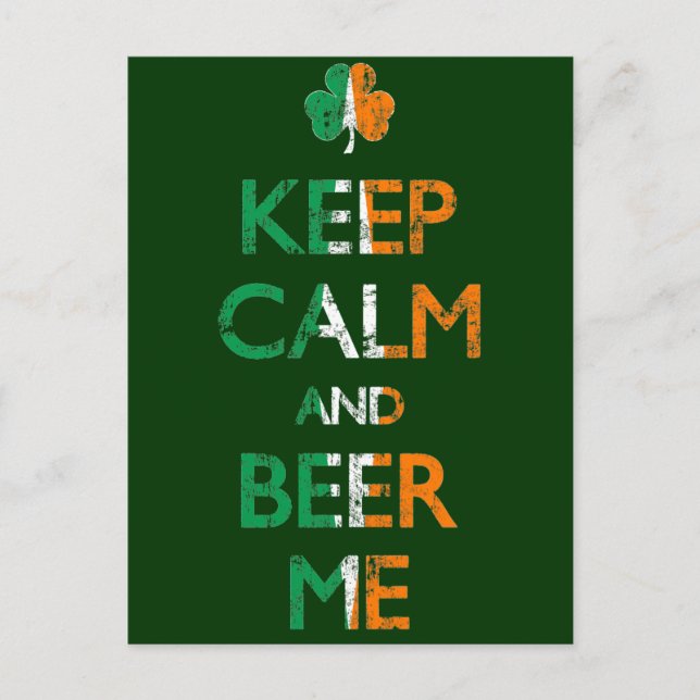 Faded Keep Calm And Beer Me St Patrick's Day Postcard (Front)