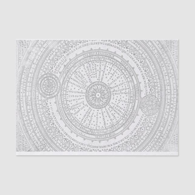 Faded latin text astro chart frame tissue paper (Front)