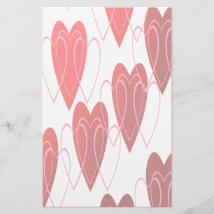 Faded Linked Heart Valentine's Day Stationery
