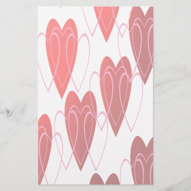 Faded Linked Heart Valentine's Day Stationery (Front)