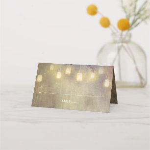 Faded Mason Jar Lights Rustic Wedding Place Card