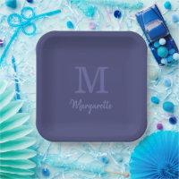 Faded Navy Blue Name and Initial Monogram