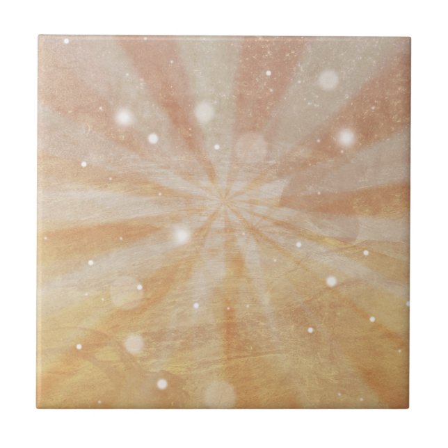 Faded orange festive starburst ceramic tile (Front)