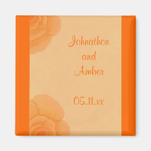 Faded Orange Roses Save the date Wedding Magnets