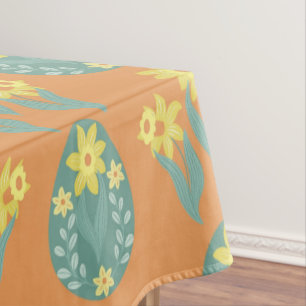 Faded Orange Scandinavian Eggs Tulips Easter Tablecloth