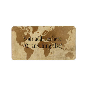 Faded Parchment World Map Label