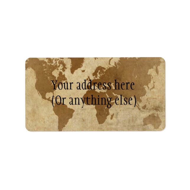 Faded Parchment World Map Label (Front)