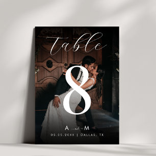 Faded Photo Black Wedding 5x7 Table Number Card