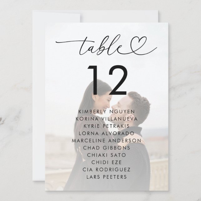 Faded Photo Seating Chart 5.5' x 7.5' Wedding Sign Invitation (Front)