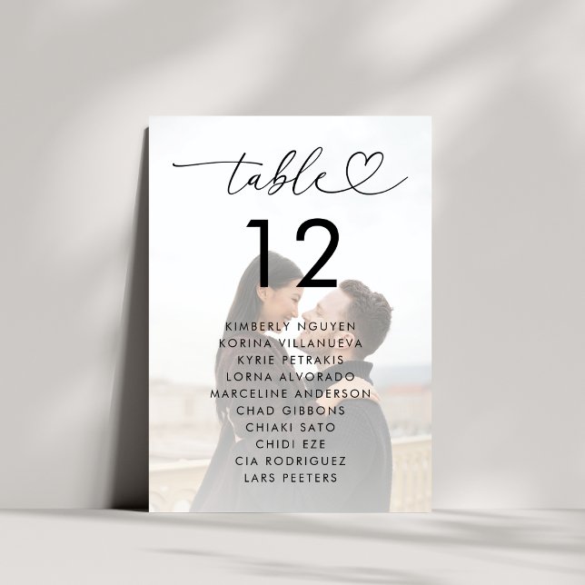 Faded Photo Seating Chart Names 5x7 Wedding Sign Invitation (Creator Uploaded)