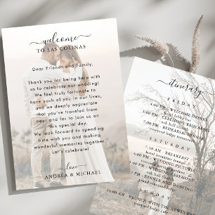 Faded Photo Wedding Welcome Letter &Itinerary Card