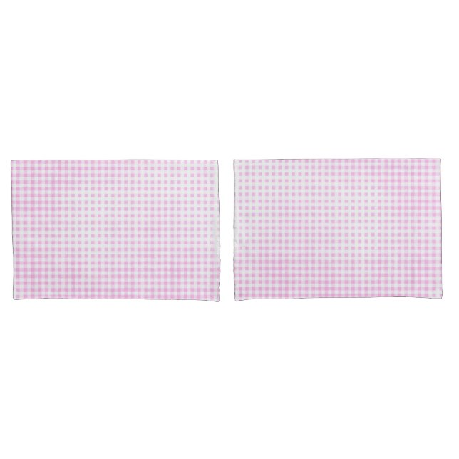 Faded Pink and White Gingham Pattern Pillowcase (Front-Set)