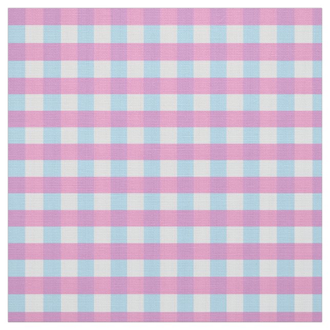 Faded Pink Blue Gingham Fabric (Swatch)