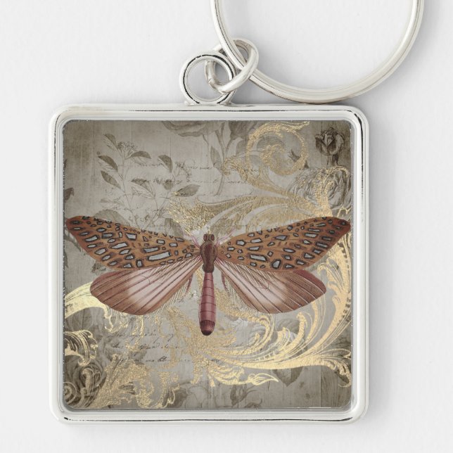 Faded Pink Butterfly  Key Ring (Front)