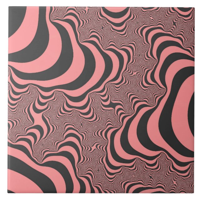 Faded Pink Zebra Stripes Ceramic Tile (Front)