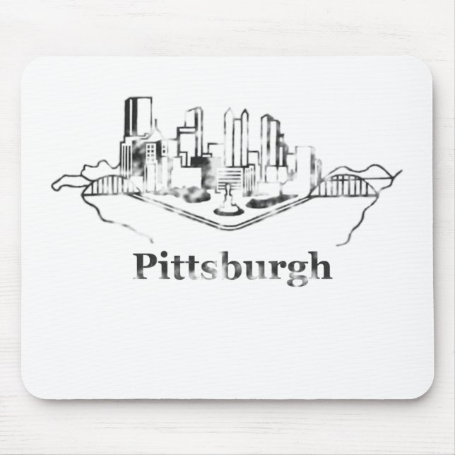Faded Pittsburgh City Skyline Logo Mouse Pad (Front)