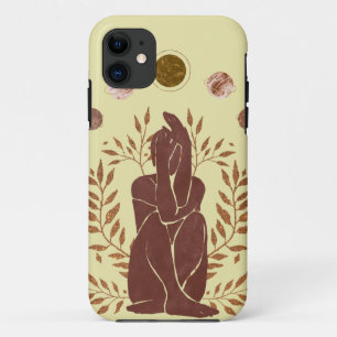 Faded planets man plants thinking leaves moon  iPhone 11 case