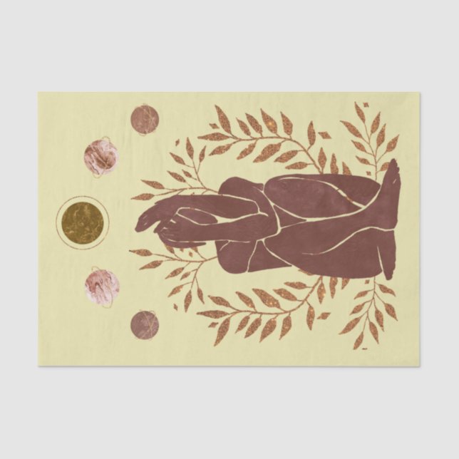 Faded planets man plants thinking leaves moon tissue paper (Front)