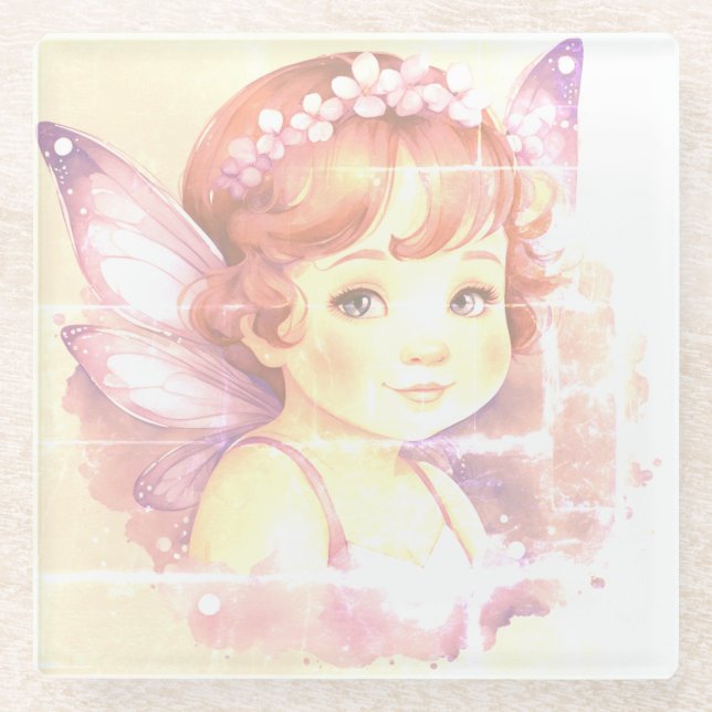Faded Purple little Fairy Glass Coaster (Front)