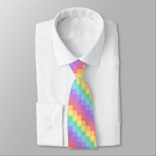 Faded Rainbow Diagonal Chequerboard LGBT Pride Tie