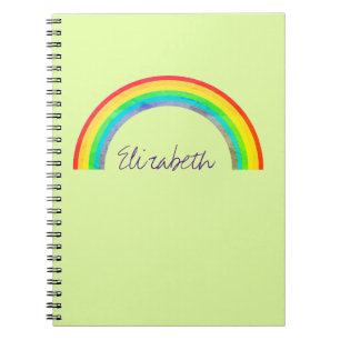 Faded Rainbow Personalised Green Notebook