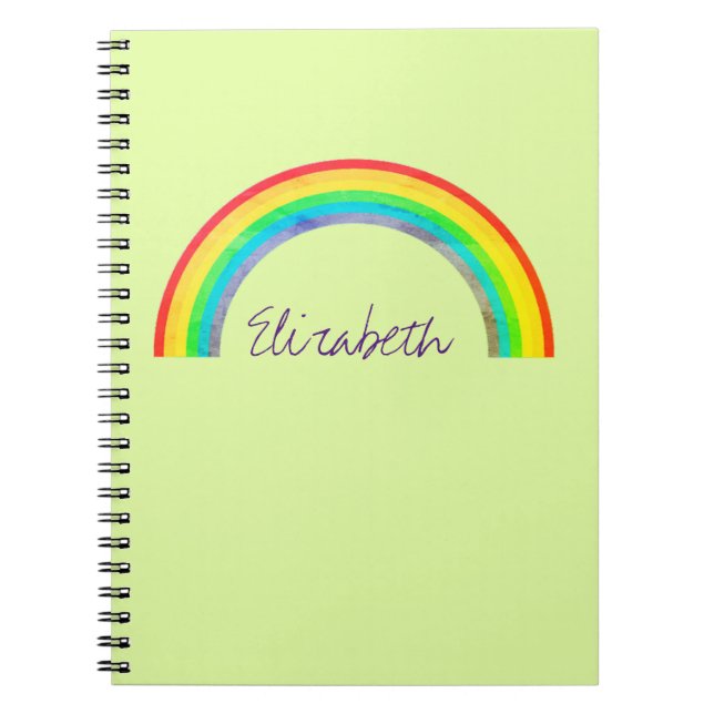 Faded Rainbow Personalised Green Notebook (Front)