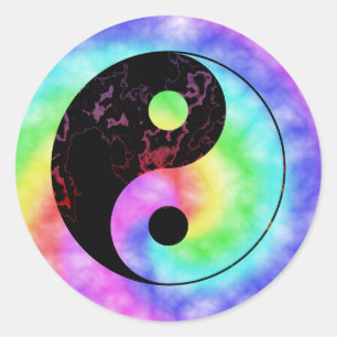 Faded Rainbow Yin Yang Classic Round Sticker