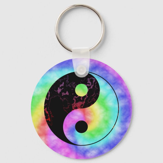 Faded Rainbow Yin Yang Keychain (Front)