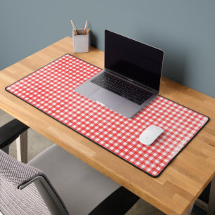 Faded Red and White Gingham Desk Mat
