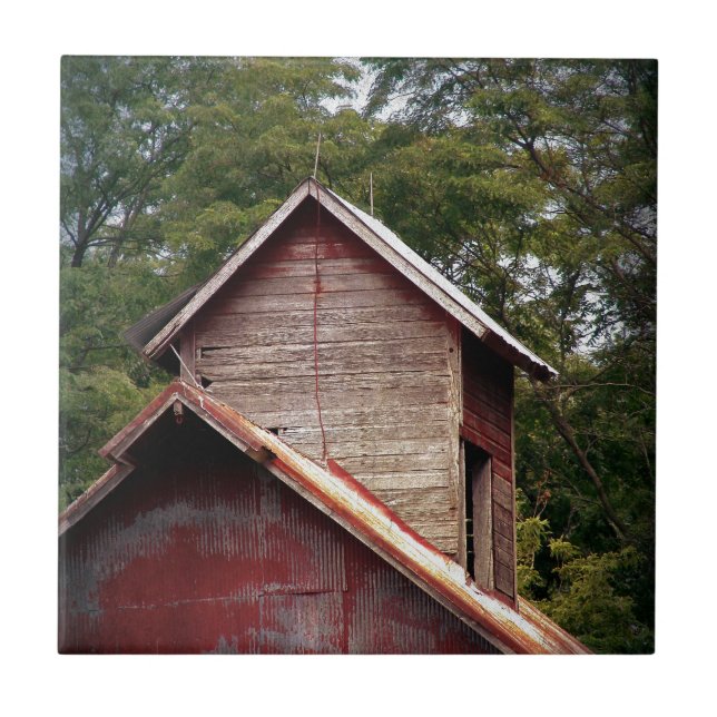 Faded Red Barn Cupola Ceramic Tile (Front)