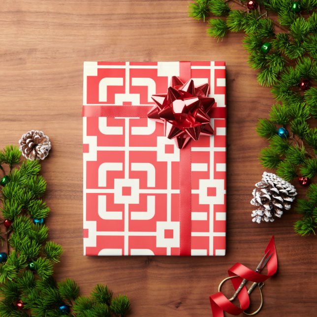 Faded Red MCM Mid Century Abstract Modern  Wrapping Paper (Holiday Gift)