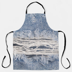 Faded Ripped Jeans Texture Apron