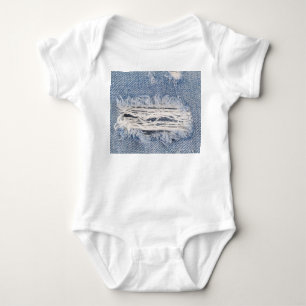 Faded Ripped Jeans Texture Baby Bodysuit