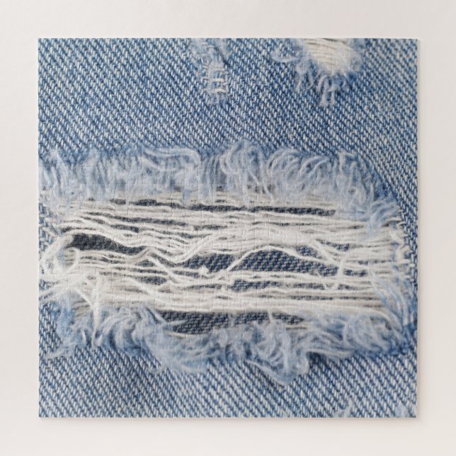 Faded Ripped Jeans Texture Jigsaw Puzzle (Vertical)