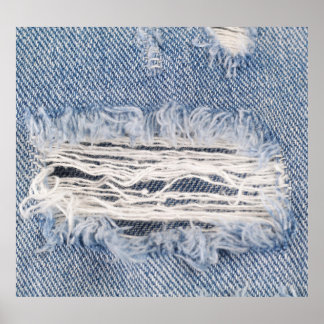 Faded Ripped Jeans Texture Poster