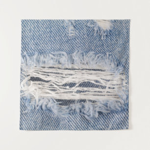 Faded Ripped Jeans Texture Tapestry