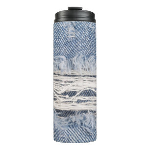 Faded Ripped Jeans Texture Thermal Tumbler