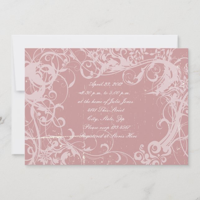Faded Rose Grunge Bridal Shower Invitation (Front)