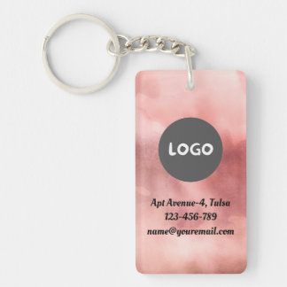 Faded Rose QR Code & Business Logo Double-Sided Key Ring
