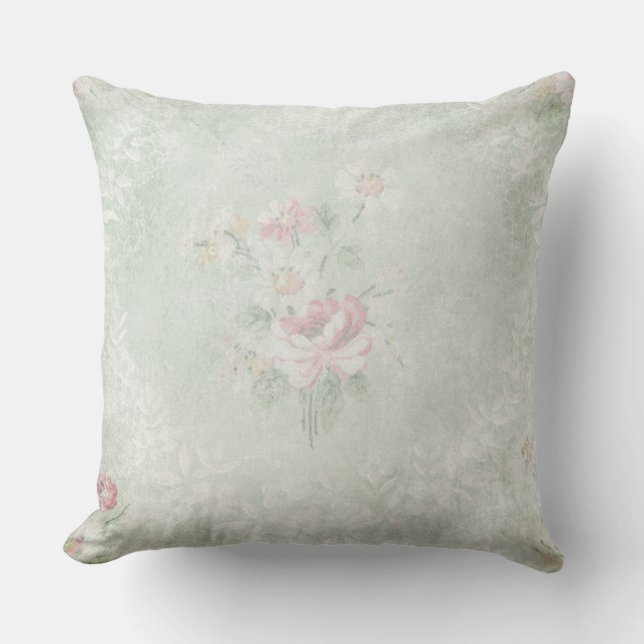 Faded Roses Vintage Design Cushion (Front)