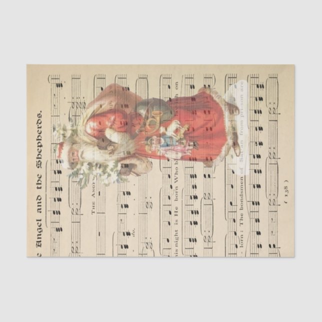 Faded Santa Christmas Music Sheet Decoupage (Front)