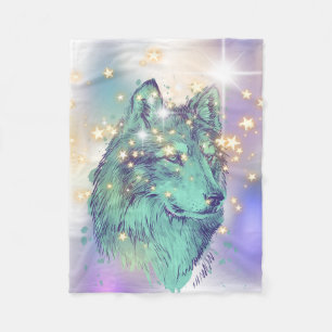 Faded Sparkle Wolf Fleece Blanket