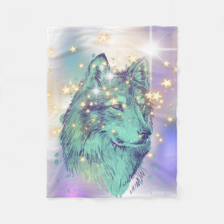 Faded Sparkle Wolf Fleece Blanket