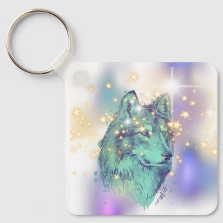 Faded Sparkle Wolf Key Ring