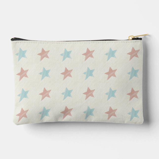 Faded Star Pattern Red Blue Accessory Pouch (Back)