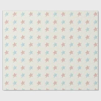 Faded Star Pattern Red Blue Wrapping Paper