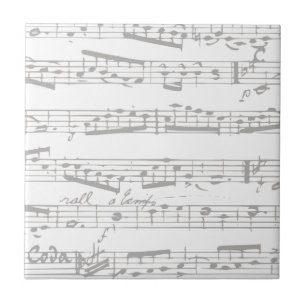 Faded Subtle Black and white musical notes Ceramic Tile