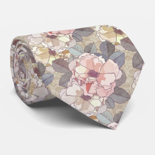 Faded Summer Rose Blooms Tie